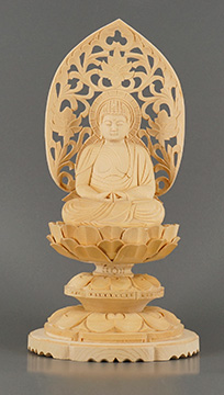 総白木彫丸台座(座弥陀)