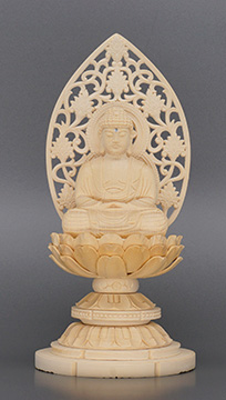総白木彫丸台座(座釈迦)